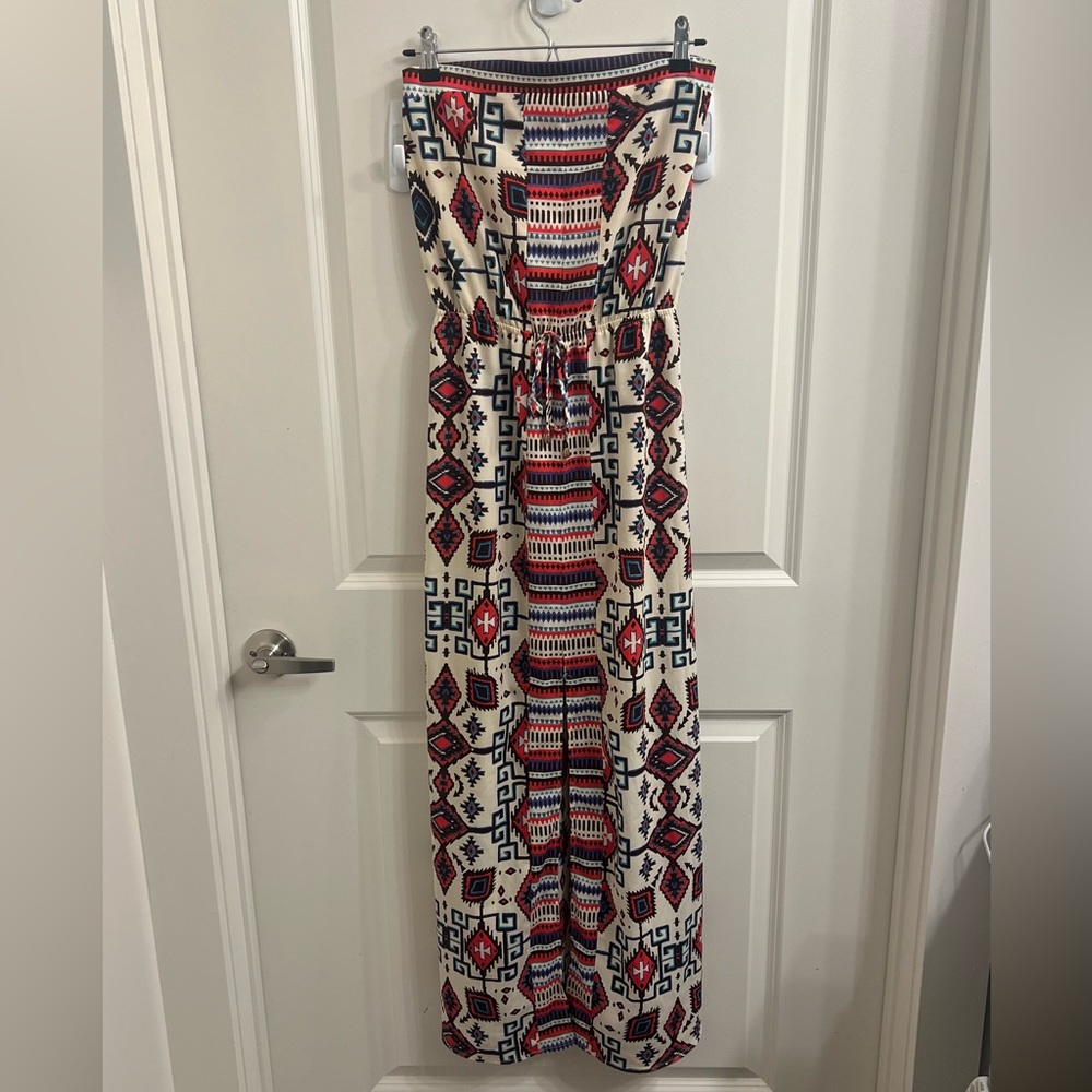 Xhilaration Strapless Patterned Maxi Dress
